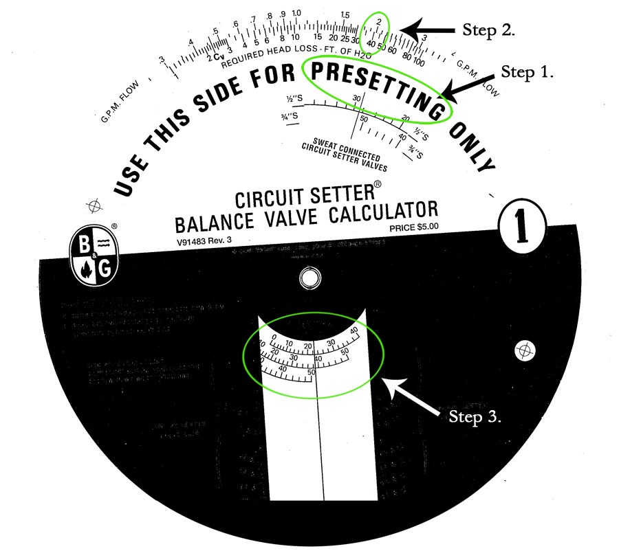 circuit setter balance valve calculator 