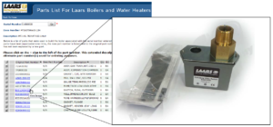 Laars Part List for Laars Boilers and Water Heaters