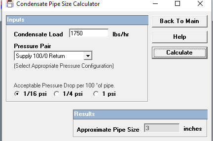 Condensate Pipe Size Calculator