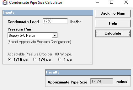 Condensate Pipe Size Calculator