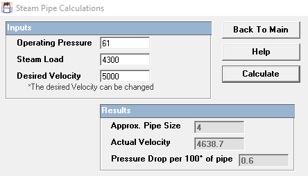 Steam Pipe Calcuations