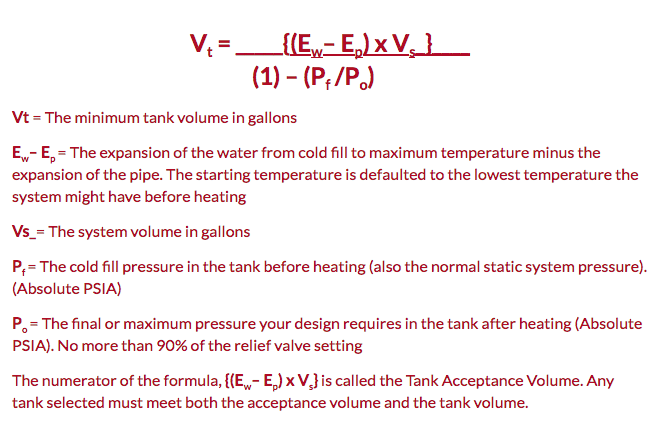 Thermal Expansion Tank Sizing Chart