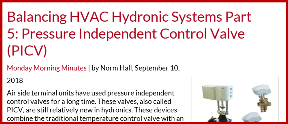 balancing HVAC hydronic Systems